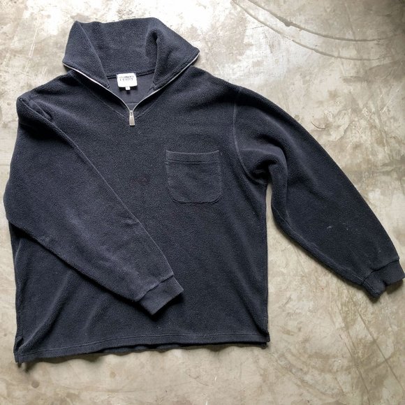 GIANFRANCO FERRE STUDIO vintage black zip up fleece Sz L - Picture 1 of 10